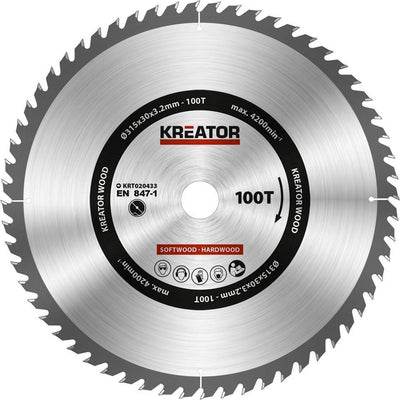 Kreator krt020433 lame de scie bois - 315mm100t