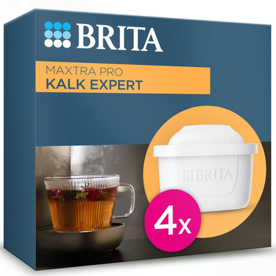 Cartouche filtrante à eau Brita maxtra pro calcaire expert - 4 pièces - filtre à eau d'origine pour toutes les carafes pour la protection des appareils à eau dure - filtre le calcaire, les impuretés, le chlore et les métaux, entre autres