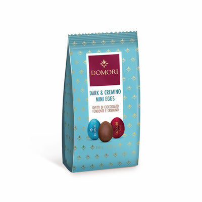 Domori - la collection d'anthologie – œuf cremino chocolat noir sachet 150g | mini œufs de Pâques en chocolat de luxe | pur | lait | noisette fourrée