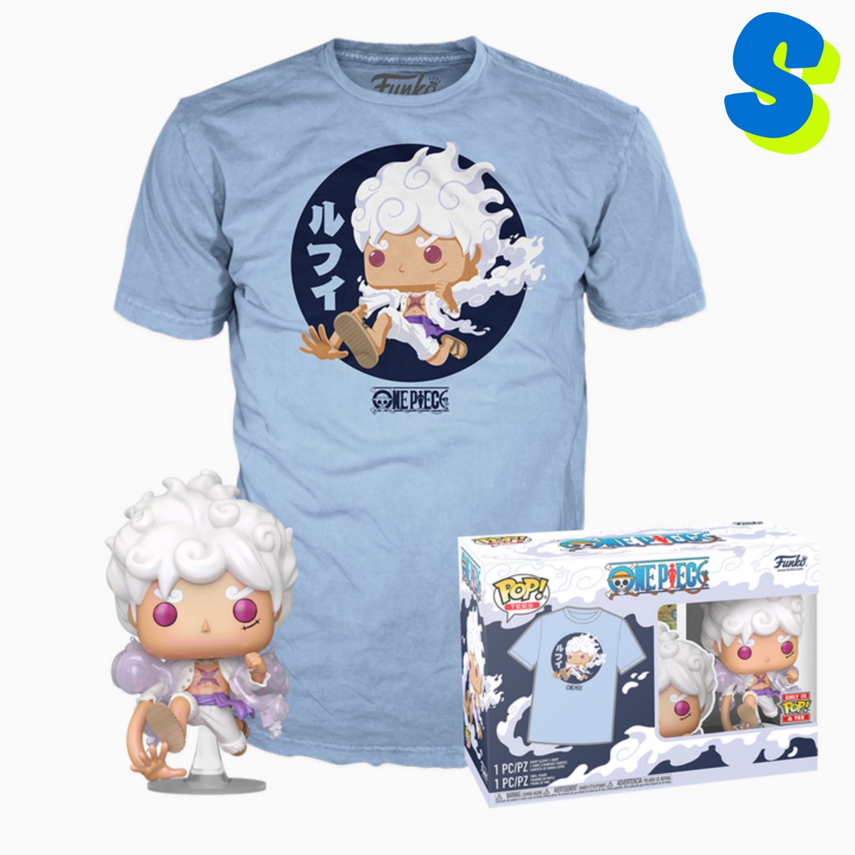 Funko-pop ! tee-shirt - luffy gear five + chemise - taille s