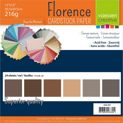 Papier cartonné créatif Florence Vaessen, papier cartonné robuste 216 g - marron, 24 pièces. 30,5 x 30,5 cm