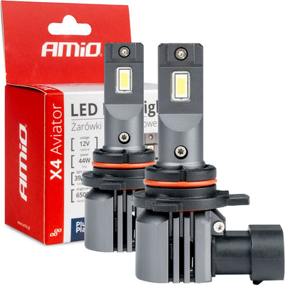 Amio phares LED série x4 aviateur hir2 9012 6500k max 44w feux de croisement blanc