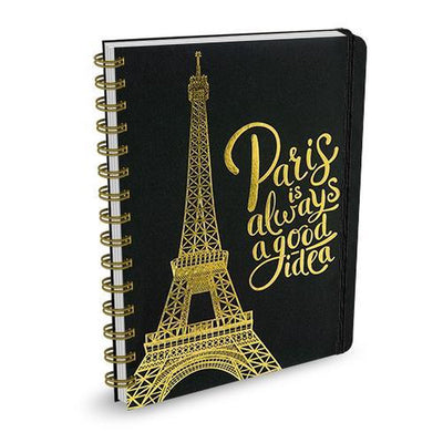 Carnet Peter Pauper Black Rock - Paris est toujours une bonne idée - classeur à anneaux et fermeture élastique 16x21cm