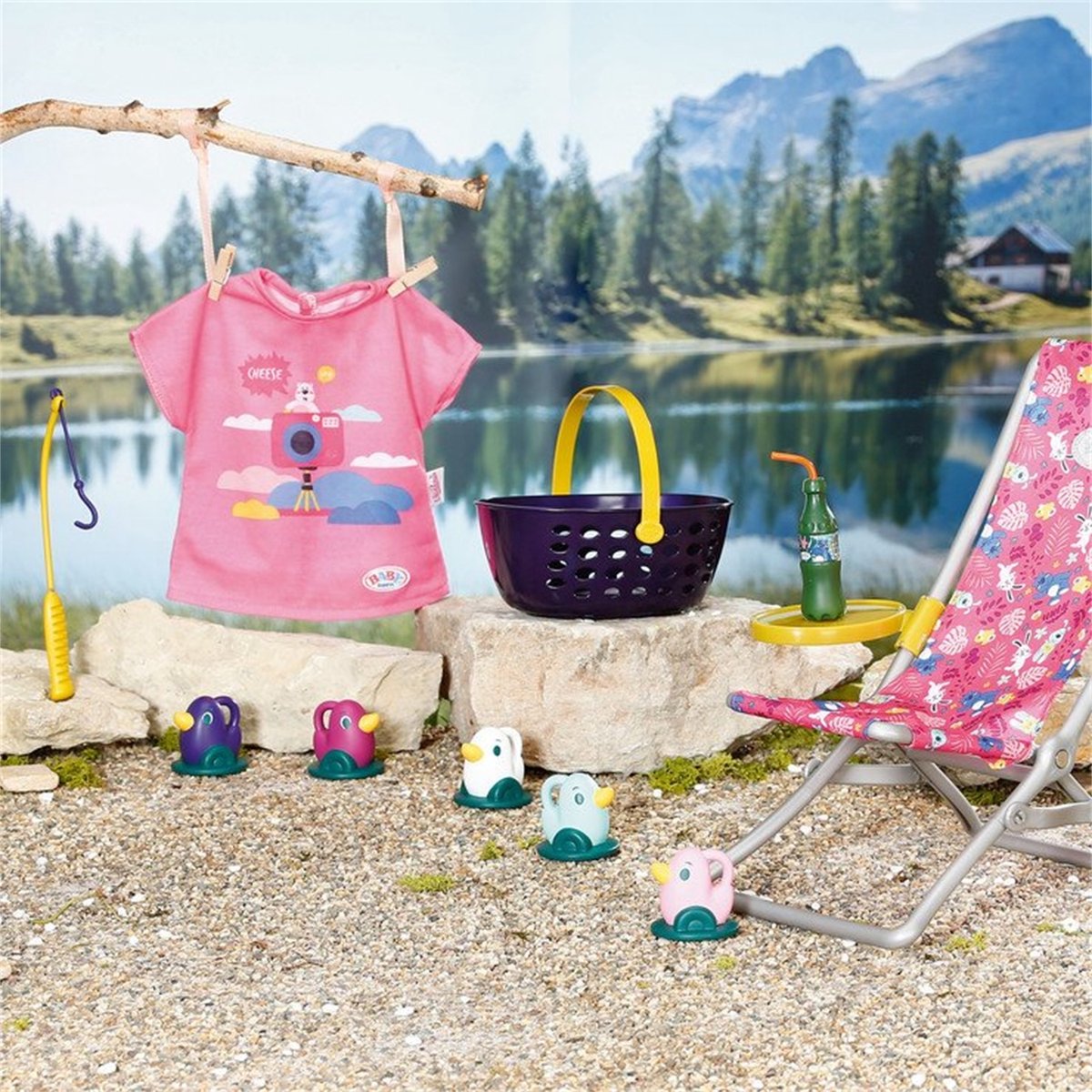 Tenue et accessoires de pêche du week-end pour bébé né - vêtements et meubles de poupée