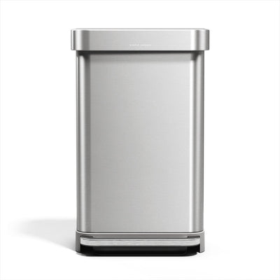 Poubelle à pédale rectangulaire Simplehuman - 45l - avec support sac - acier inoxydable argenté