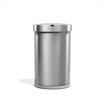 Poubelle semi-circulaire Simplehuman de 45 litres avec capteur - contrôlée par le mouvement - argent - acier inoxydable brossé