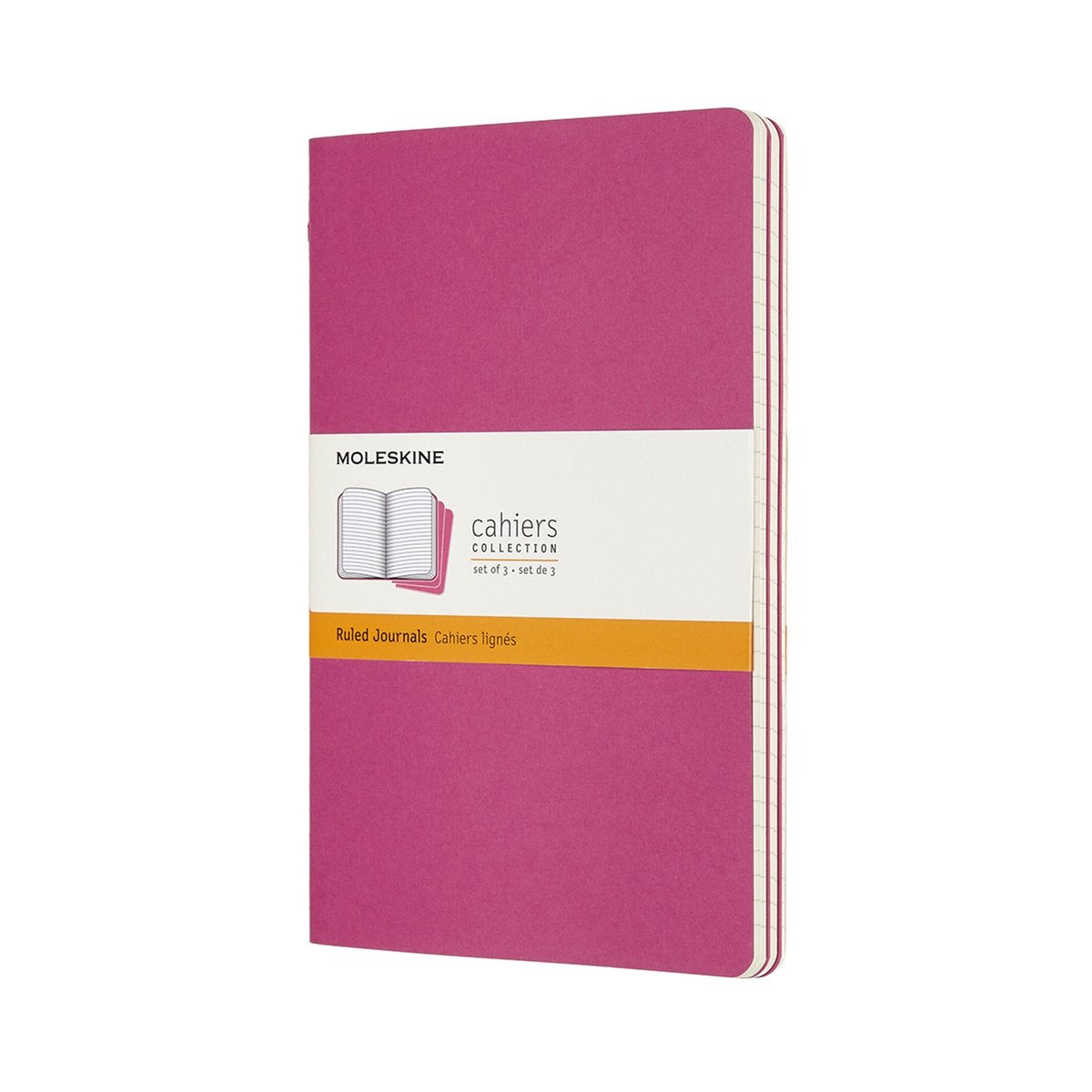 Carnets Moleskine - grands - lignés - rose - lot de 3