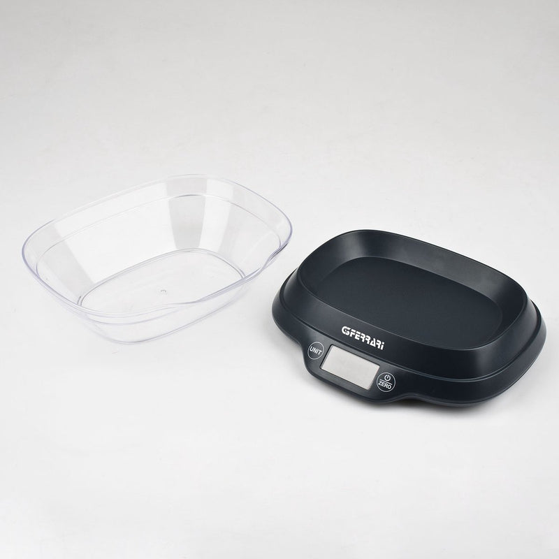 G3 Ferrari Ginny – balance de cuisine numérique avec bol – max. 5 kg – écran LCD avec éclairage – fonction tare – g lb:oz – arrêt automatique – noir
