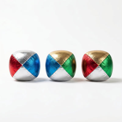 Balles de jonglage Engelhart métalliques 2,5 – quadricolores (bleu, rouge, jaune, vert) – placées dans un tube transparent – jeu de magie de jonglage –