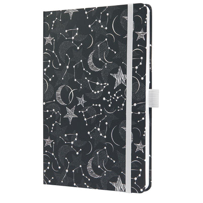 Carnet Sigel - jolie - a5 - couverture rigide - 174 pages - ligne - papier 80 grammes - cosmic fantasy noir - si-jn349