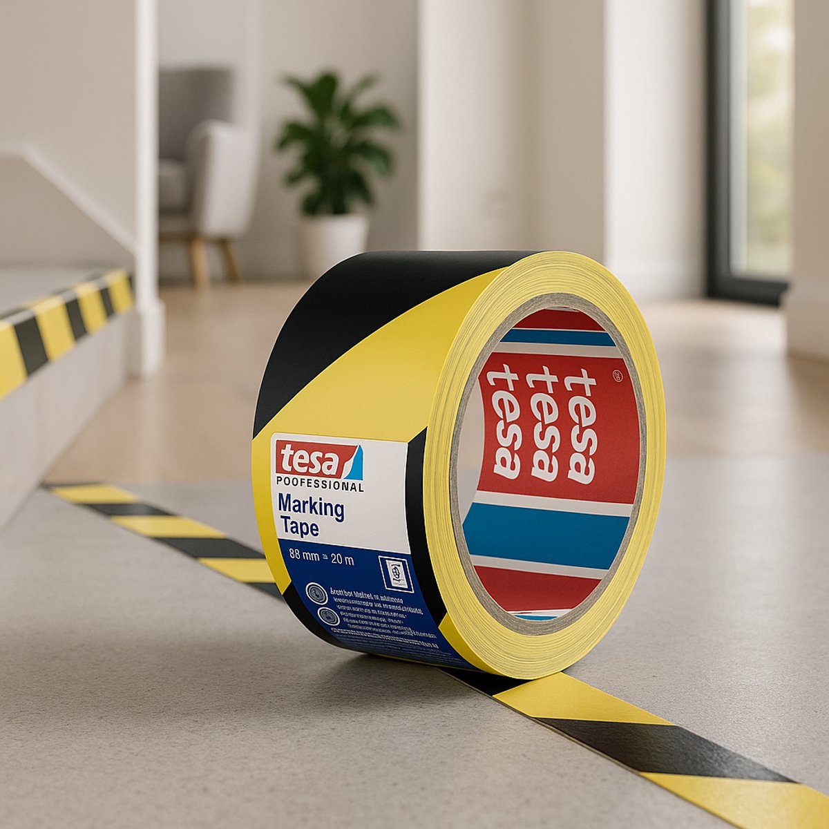 Tesa - ruban de marquage - 33m x 50mm - jaune noir - PVC
