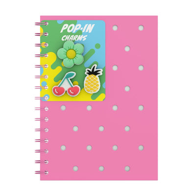 Carnet a5 en silicone rose fluo couleur Qc - ligné - avec épingles