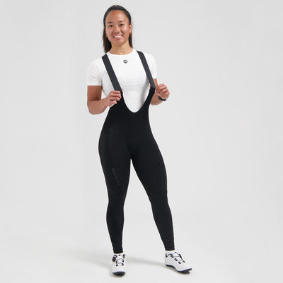 Rogelli pantalon long de cyclisme essentiel femme - chamois et bretelles - noir - l
