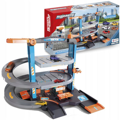 Garage de stationnement flexible Majorette City avec 5 voitures de ville - 3 ans et plus