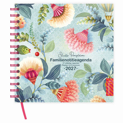 Comello studio pompidom agenda familial 17 mois 6 personnes. (couverture rigide) ballon floral 2027