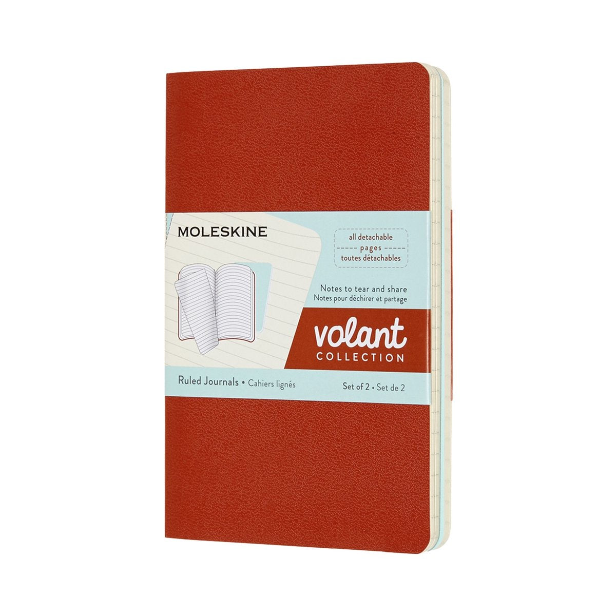 Carnets à volants Moleskine - poche - doublés - bleu orange