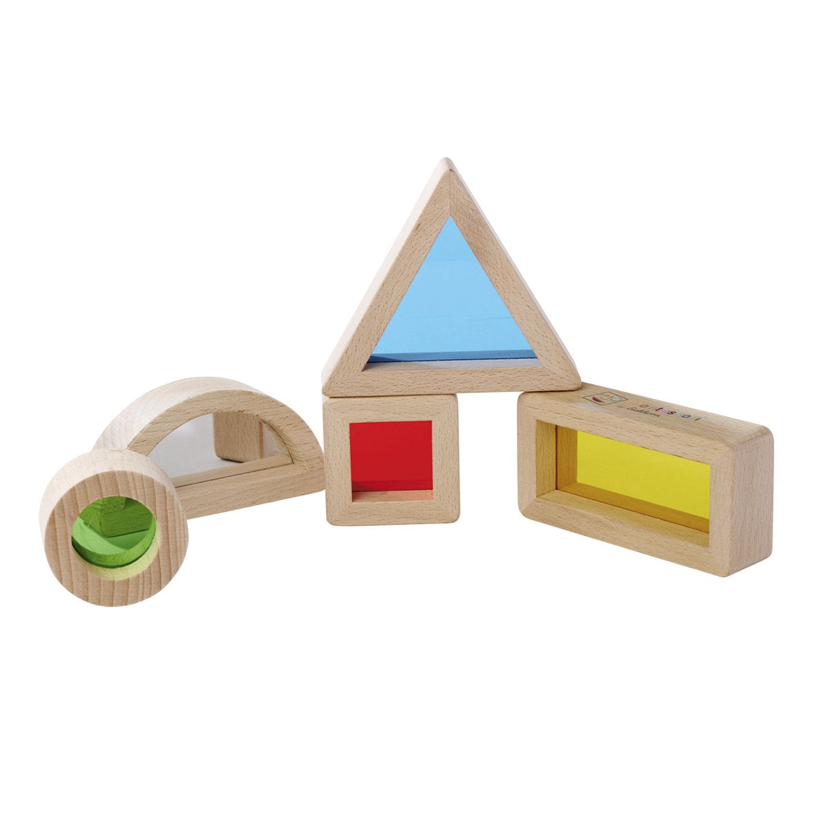 Eichhorn - blocs de construction en bois avec verre acrylique - jouets montessori - différentes formes et couleurs - arche avec miroir, triangle, rectangle, carré et cercle - coordination œil-main - jouets de développement - bébé tout-petit