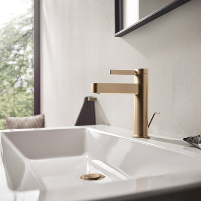 Hansgrohe finoris - mitigeur de lavabo - commande monocommande - démarrage à froid à économie d'énergie - avec vidage - 110 mm - bronze brossé