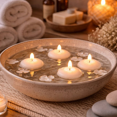 Lot de 10 bougies flottantes Arti casa - durée de combustion 3,5 heures - bougies à eau décoratives - blanc