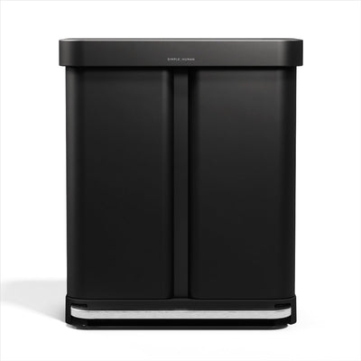 Poubelle à pédale rectangulaire Simplehuman de 58 litres - à deux compartiments (34 24) - avec rebord de poche - acier inoxydable noir mat