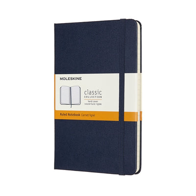 Carnet classique Moleskine - moyen - couverture rigide - ligné - bleu saphir