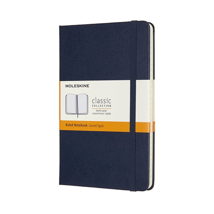 Carnet classique Moleskine - moyen - couverture rigide - ligné - bleu saphir