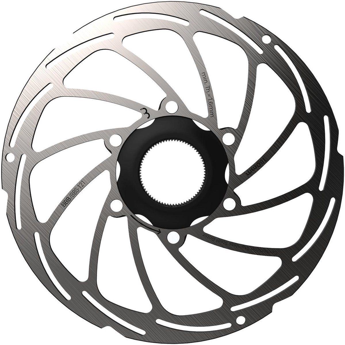 Bbb vélo frein à disque arrêt central disque de frein à verrouillage central bbs-121 - argent - 180 mm