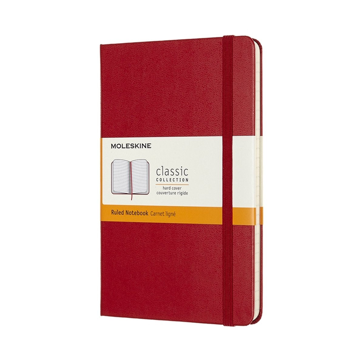 Carnet classique Moleskine - moyen - couverture rigide - ligné - rouge