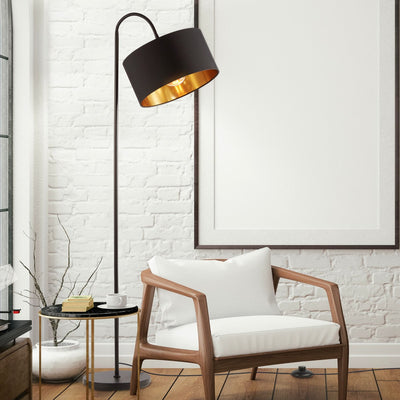 B.k.licht - lampadaire - noir doré - h: 145cm - excl. Source lumineuse E27