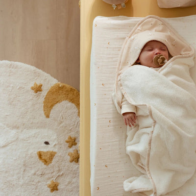 Housse de matelas à langer Little Dutch - blanc - produits naturels pour nouveau-nés - étoiles de lune