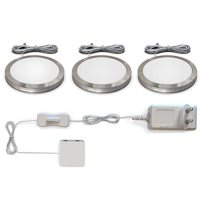 B.K. lumière - éclairage sous plan - éclairage cuisine - 3 000 k - 170 lm - ø5,9 cm - argent - lot de 3