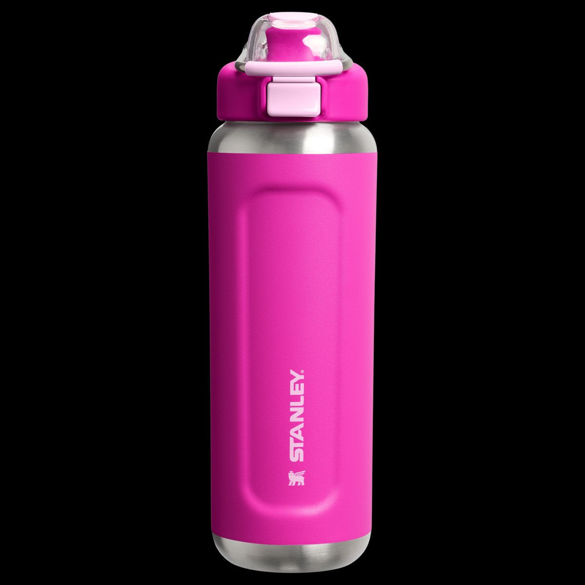 Bouteille d'eau Stanley twist flip 2.0 avec bouchon tournant avec ressort 0,47 l - 10 heures froides - 2 jours froides avec de la glace - gourde en acier inoxydable - sans BPA - étanche - passe au lave-vaisselle - noir