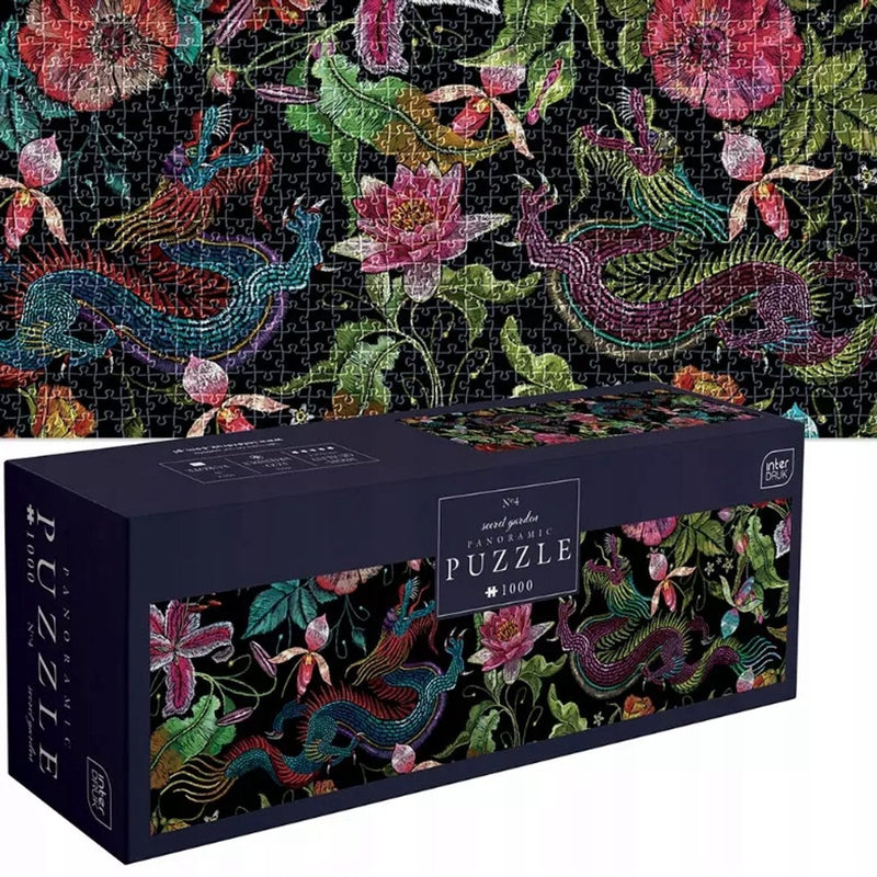 Puzzle jeux Geronimo - 1000 pièces - puzzle panoramique interdruk - fleurs du jardin secret -