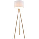 Briloner - lampadaire scandi - tissu et bois - lampe de salon - lampadaire blanc - culot E27 - h: 148cm - ø45,5cm