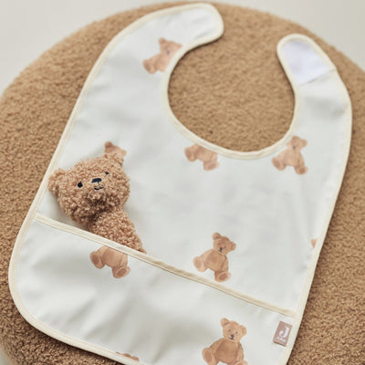 Jollein - bavoir imperméable (ours en peluche) - polyester - polyuréthane - bavoirs bébé - 2 pièces - 40 cm