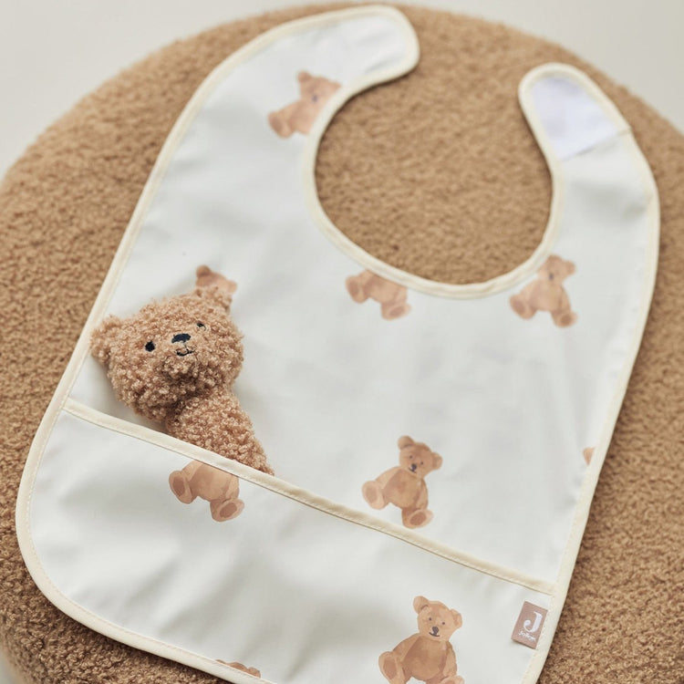 Jollein - bavoir imperméable (ours en peluche) - polyester - polyuréthane - bavoirs bébé - 2 pièces - 40 cm