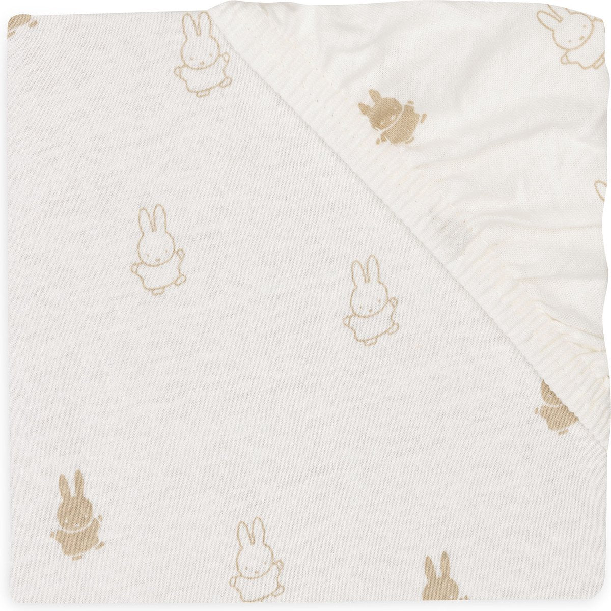 Jollein x Miffy - drap housse jersey 60x120cm - berceau, lit, lit bébé - happy miffy - nougat