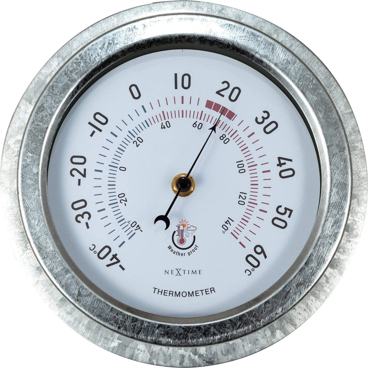 Nexttime lily – thermomètre – 22 cm – métal – argent galvanisé – résistant aux intempéries