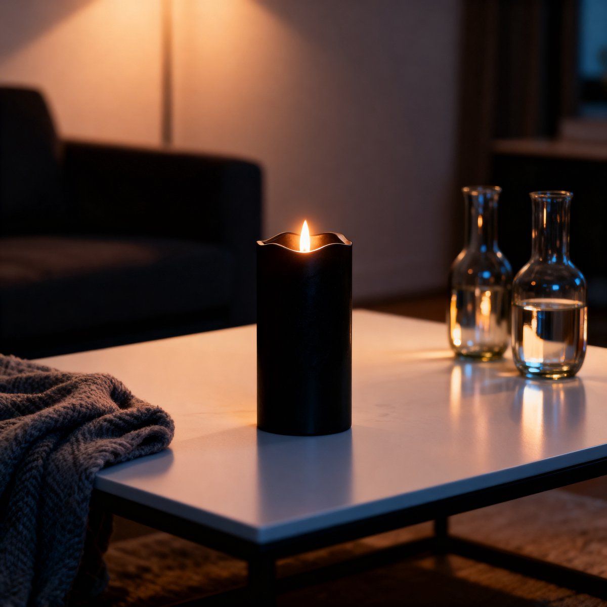 Bougie LED Arti casa - minuterie 6 heures - fonctionne sur batterie - 7,5 x 15 cm - noir