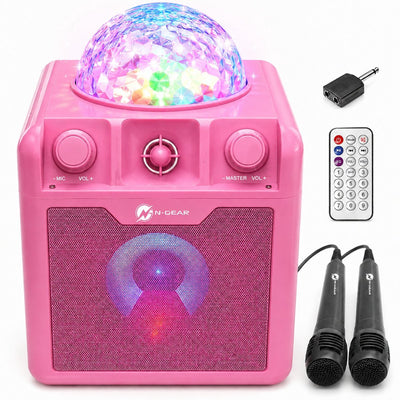 N-gear disco block 410 - enceinte bluetooth - set karaoké - boîte de fête avec 2 microphones - rose