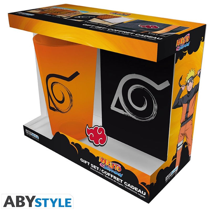 Abystyle naruto shippuden coffret cadeau xxl verre + pin + carnet konoha