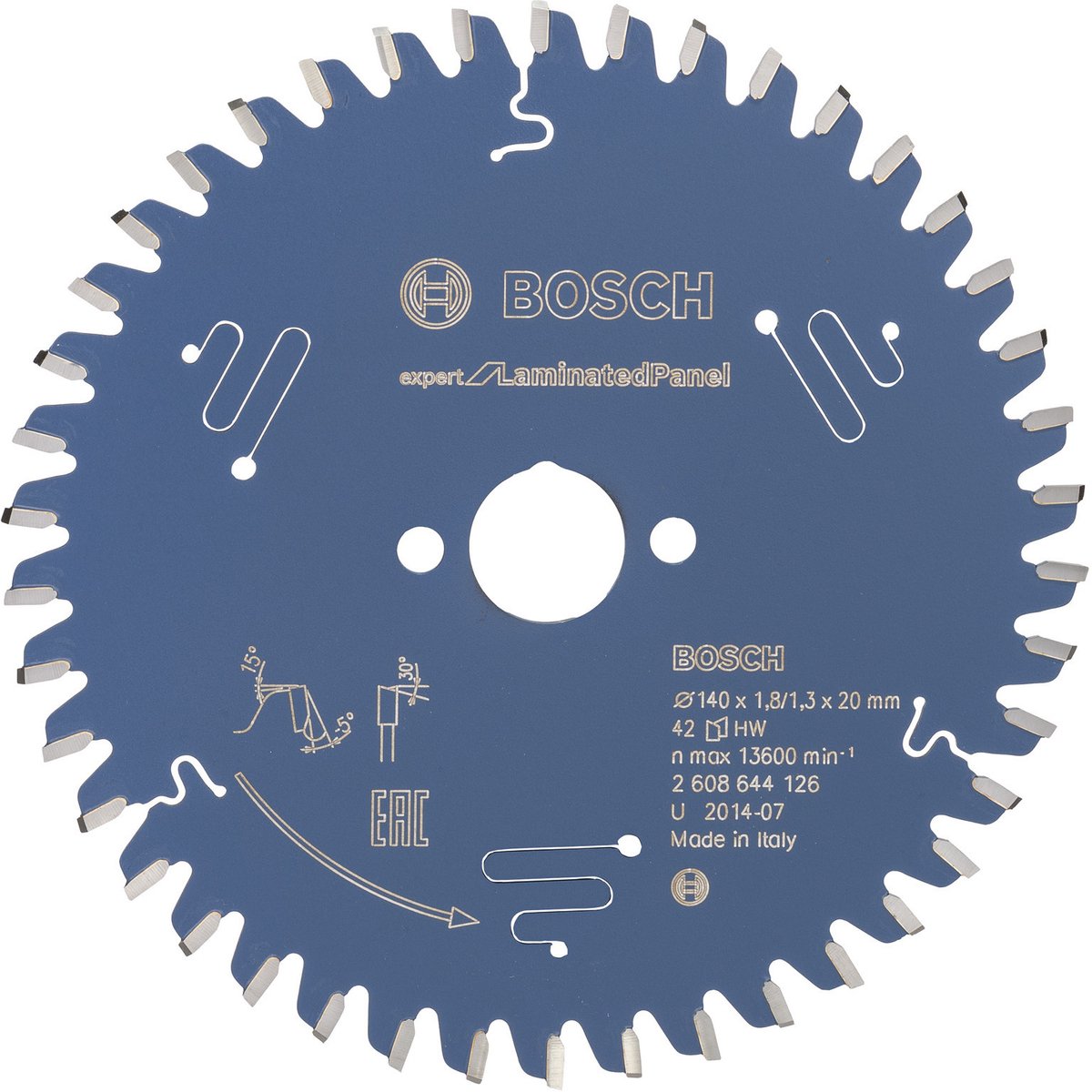 Bosch accessoires lame de scie circulaire expert pour panneau stratifié 140x20x1,8 1,3x42 - 2608644126