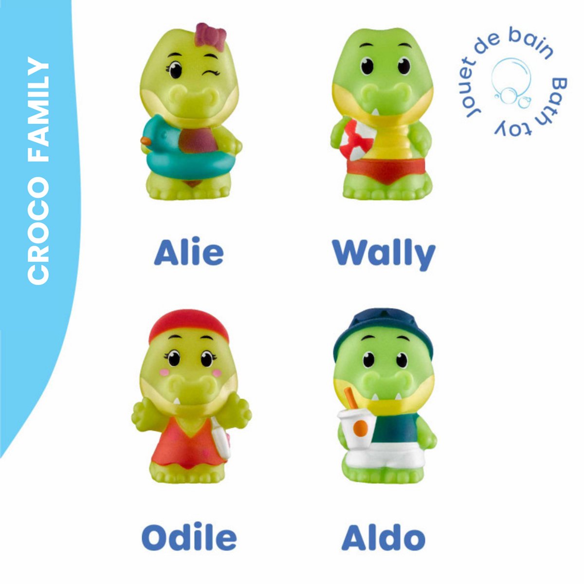 Klorofil le coffret de jeu familial croco - ensemble de figurines de jeu - figurines familiales - jouets pour enfants - aldo, odile, allie et wally - à partir de 18 mois - 4 pièces