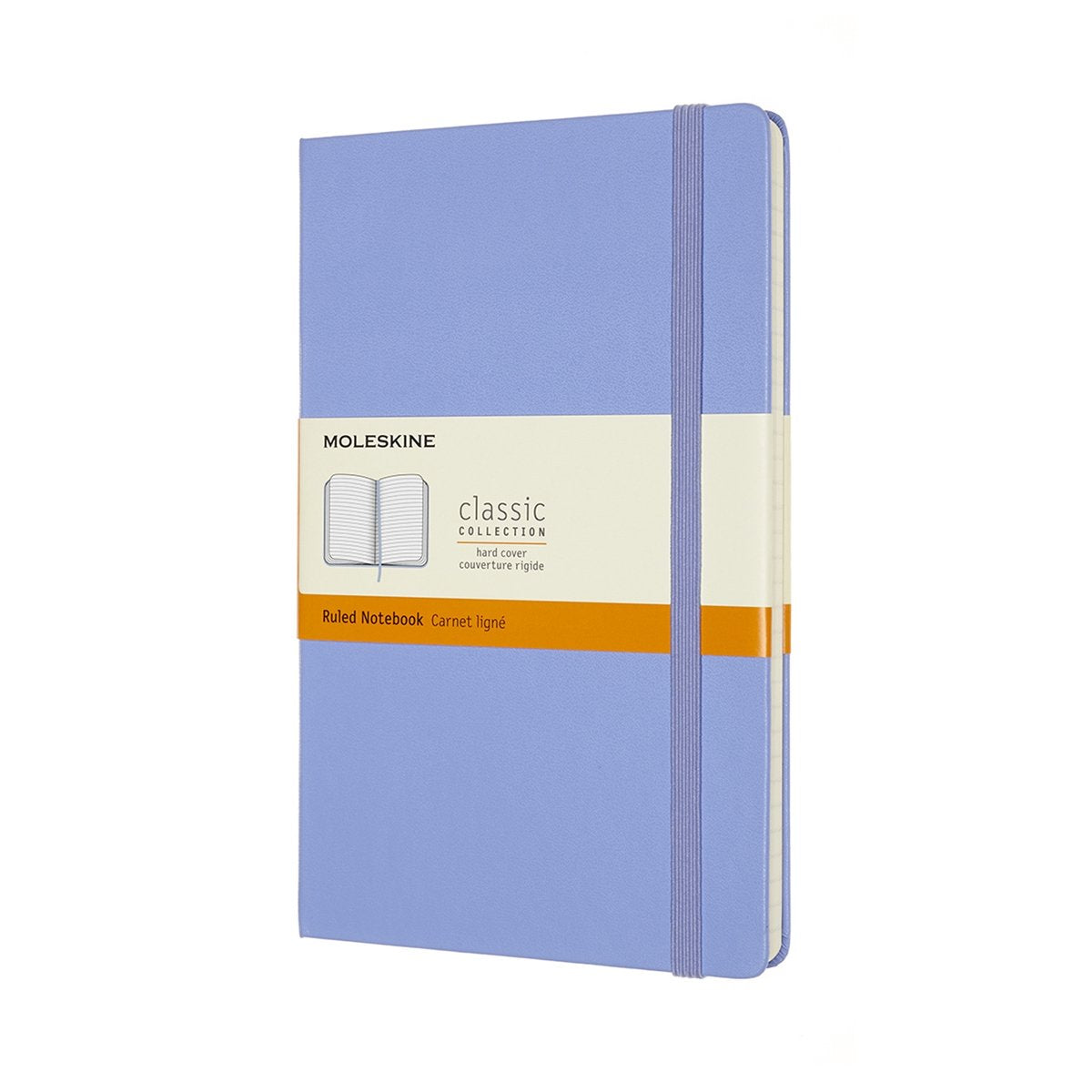 Carnet classique Moleskine - grand - couverture rigide - ligné - bleu hortensia