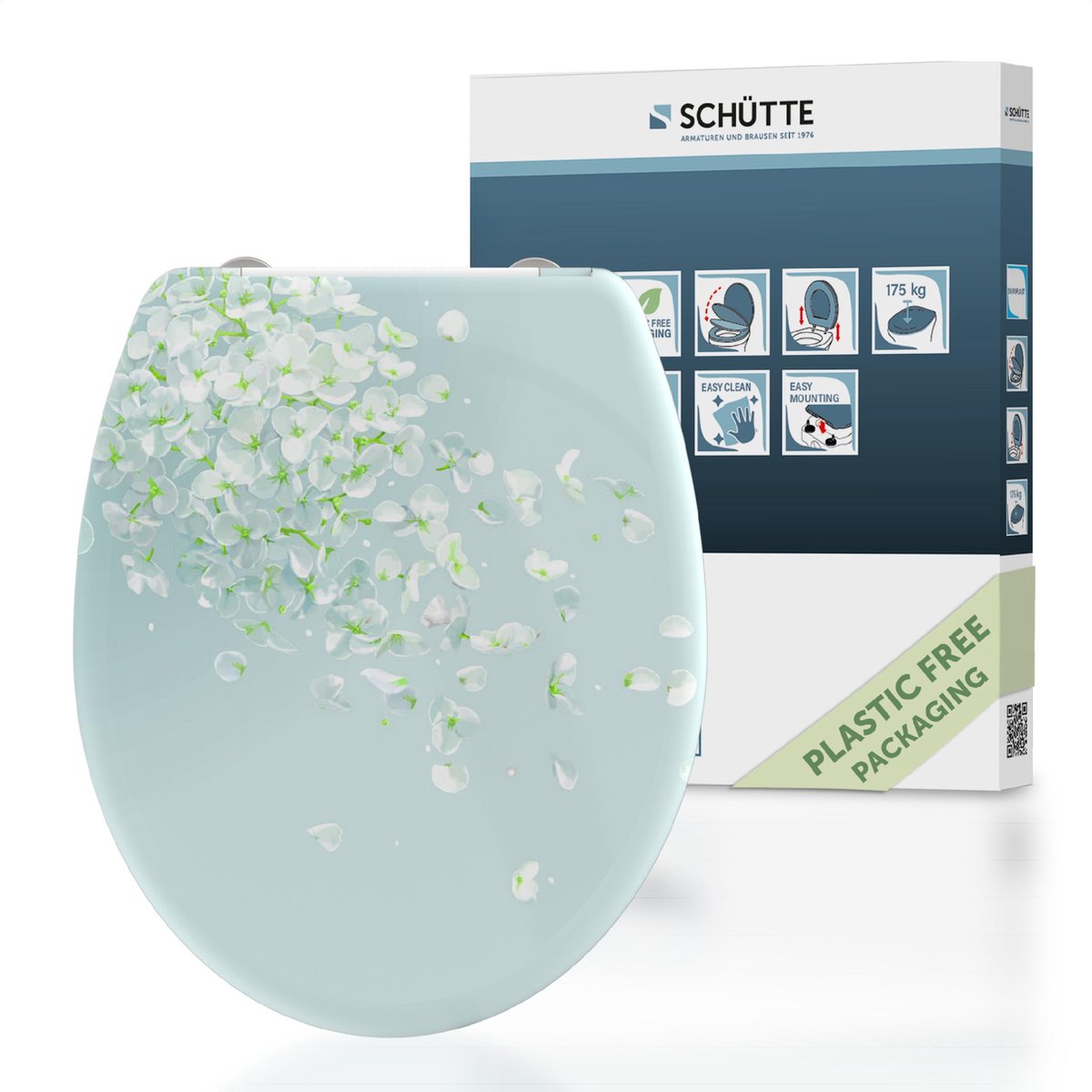 Schütte Schütte Toilet Souge avec une fleur à libération rapide de fermes en serre dans le vent