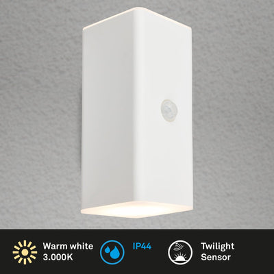 Briloner - lampe d'extérieur - kuni - détecteur de mouvement - capteur crépusculaire - batterie rechargeable - chargement via USB - protection contre les projections d'eau - 15,5 x 6,5 x 8,5 cm - blanc