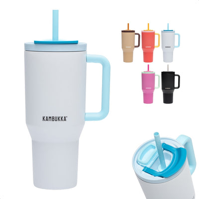 Kambukka rio - gobelet 950ml - bouteille d'eau de coco givrée avec paille télescopique - étanche - sans BPA