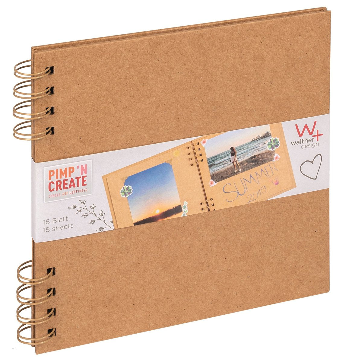 Walther sa-019-p album à spirale pac - format 19 x 19 cm - marron