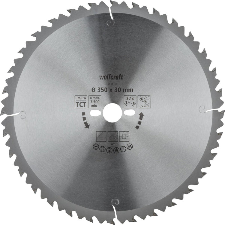 Wolfcraft - lame de scie circulaire pour table de scie 350x30mm - 32 dents - lame de scie pour scie à table - série verte - 6666000