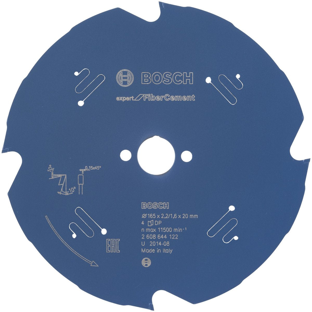 Bosch 2608644122 lame de scie circulaire expert fibrociment fibrobéton 165x20 - 4 dents